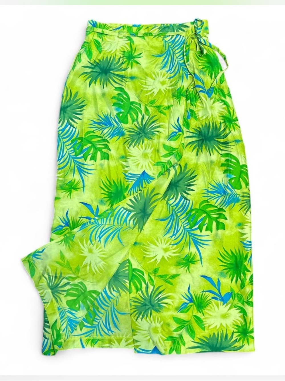 Tropical Green Wrap Skirt - Vibrant Leaf Print